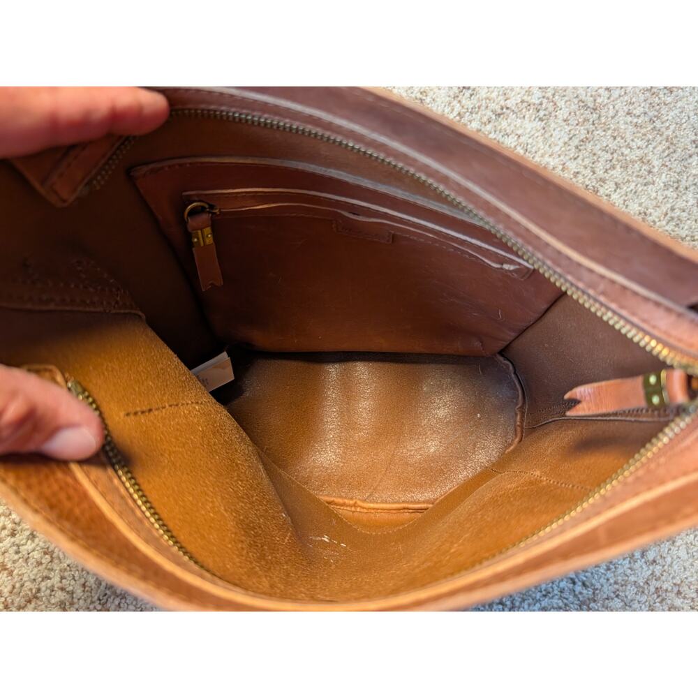 Madewell Leather Crossbody Bag Cognac Brown Adjustable Woven Strap Medium - Picture 10 of 13